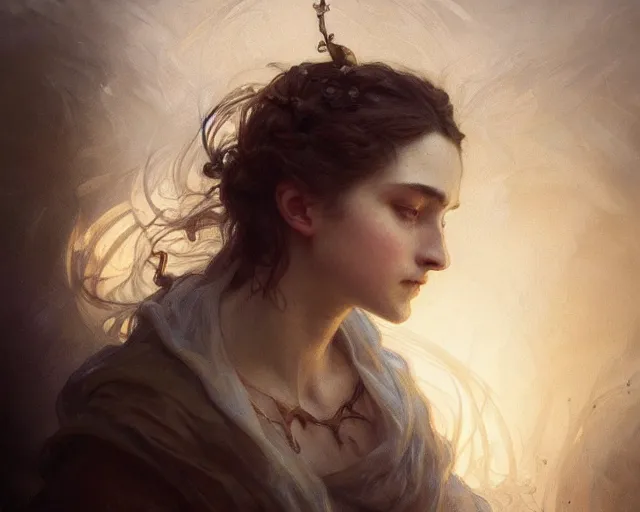 Image similar to photography of camille claudel, deep focus, d & d, fantasy, intricate, elegant, highly detailed, digital painting, artstation, concept art, matte, sharp focus, illustration, hearthstone, art by artgerm and greg rutkowski and alphonse mucha