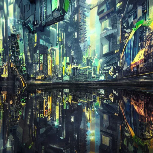 Image similar to futuristic city realistic grafitti utopia photorealism rain reflection jungle drones android,8k