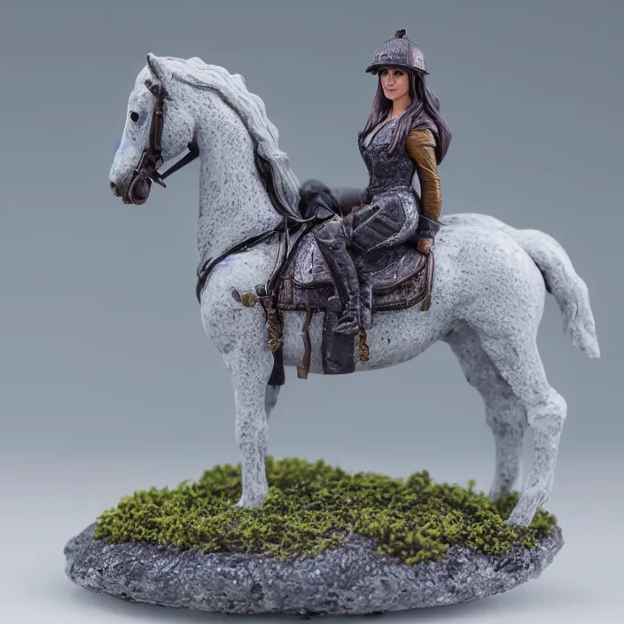 Image similar to 80mm resin detailed miniature of a Woman with a Horse, Product Introduction Photos, 4K, Full body, simple background