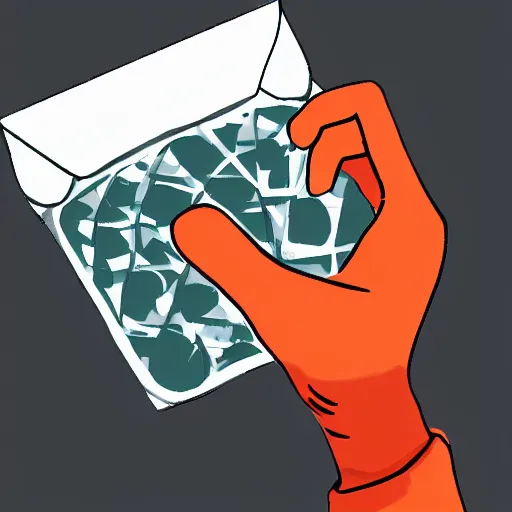 Image similar to A gloved hand holding an envelope, digital illustration, Magic the Gathering