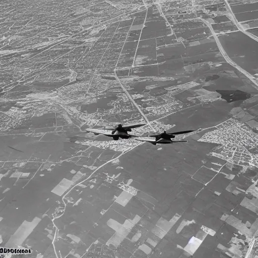 Prompt: infrared camera view from bomber, flying over new york, miltary