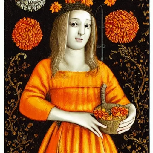 Prompt: medieval marigold lady
