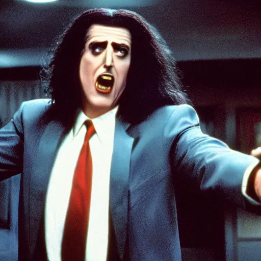 Image similar to film still of Weird Al playing Vincent Vega in Pulp Fiction, 4k