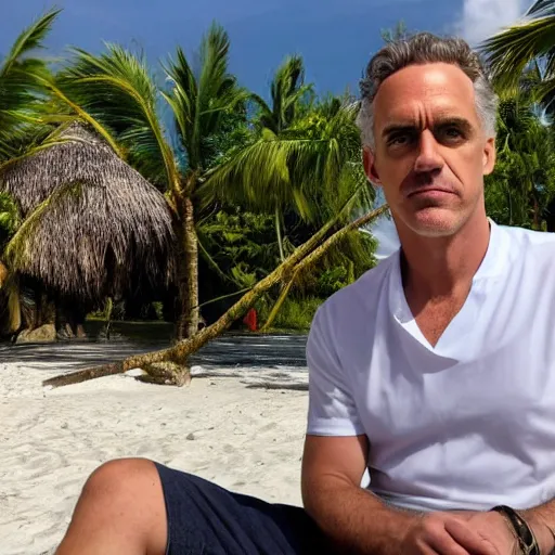 Prompt: jordan peterson chilling in aruba