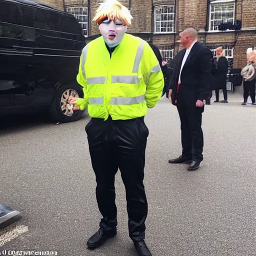 Image similar to Boris Johnson wears a latex catsuit, photo, instagram, newspaper