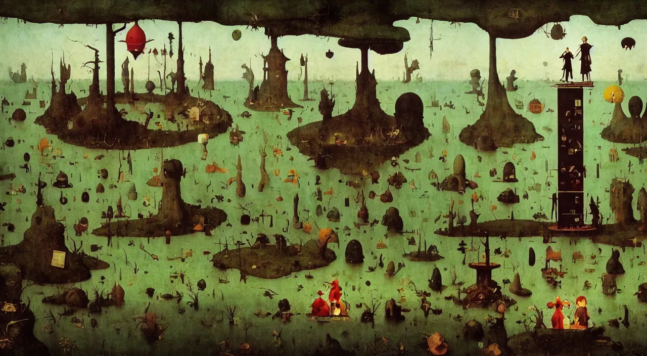 Image similar to single flooded simple!! doll fungus tower, very coherent and colorful high contrast masterpiece by norman rockwell franz sedlacek hieronymus bosch dean ellis simon stalenhag rene magritte gediminas pranckevicius, dark shadows, sunny day, hard lighting