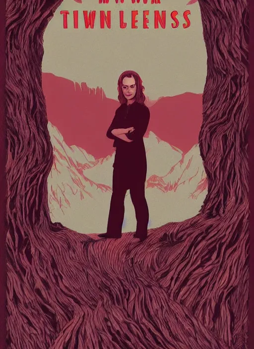 Image similar to twin peaks movie poster art by tom hallman