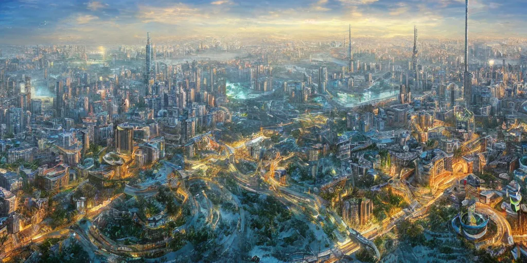 Image similar to Kyiv city as fantasy art, 8k