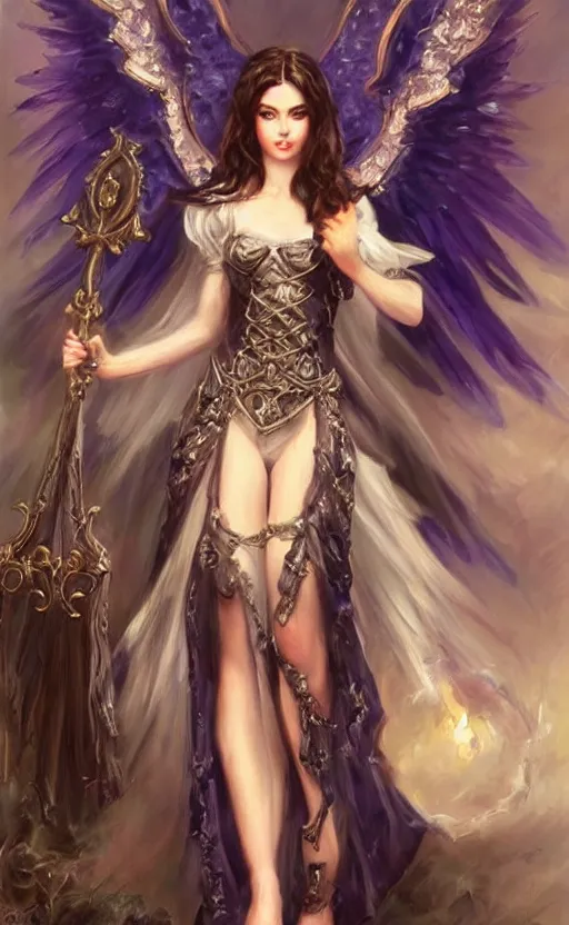 Prompt: Alchemy Angel knight gothic girl. By Konstantin Razumov, highly detailded