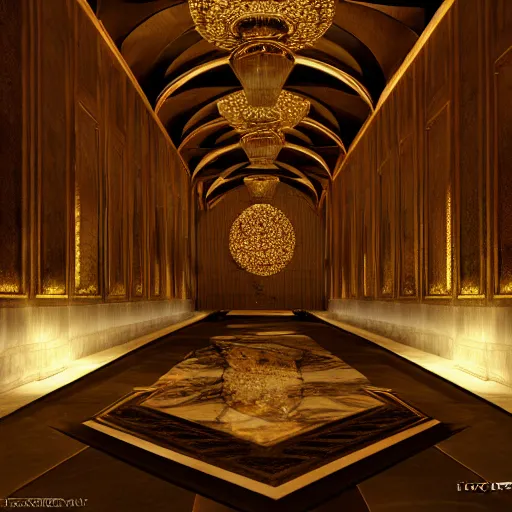 Image similar to the grand magical entrance, marble floors, art by kotaro chiba, volumetric lighting, epic composition