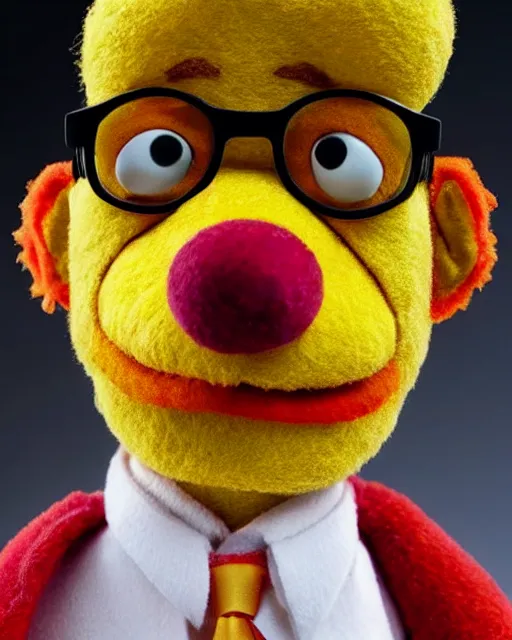 Prompt: gus fring as a muppet. highly detailed felt. hyper real photo. 4 k.