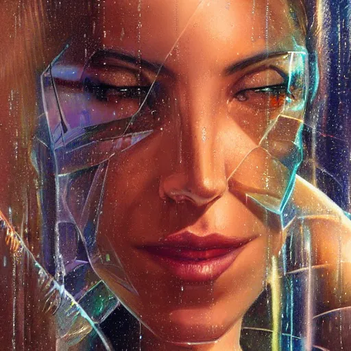 Image similar to detailed face of a woman, large hadron collider, gyroscopic skydome, wet reflections, prism, atmospheric, ambient, pj crook, syd mead, livia prima, artgerm, greg rutkowski, nick alm, casey baugh