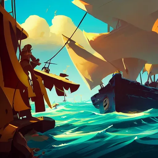 Image similar to painting treasure on sea of thieves game smooth median photoshop filter cutout vector, behance hd by jesper ejsing, by rhads, makoto shinkai and lois van baarle, ilya kuvshinov, rossdraws global illumination