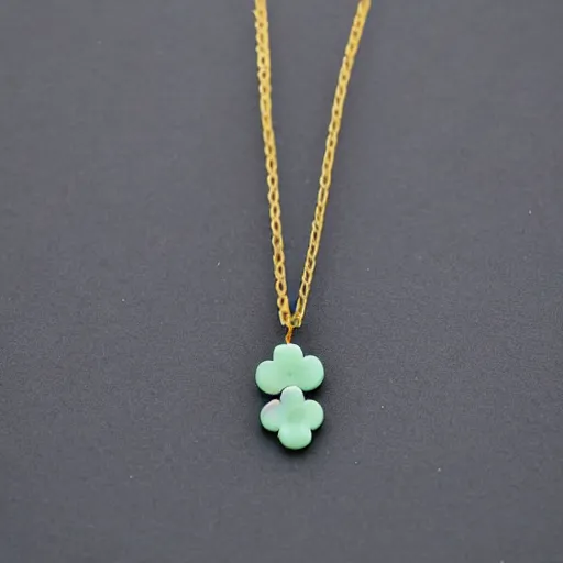 Image similar to simple embroidered clover necklace with jade stone