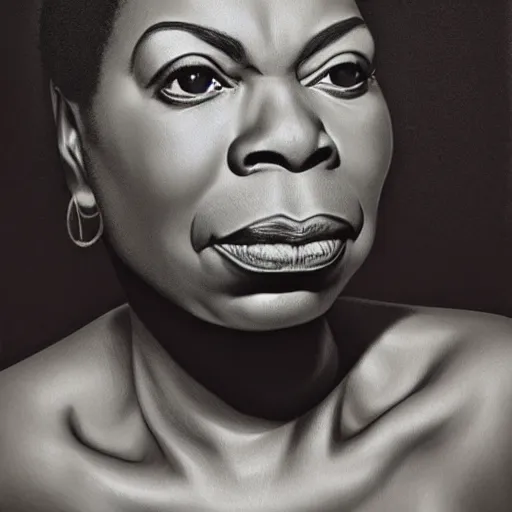 Image similar to portrait nina simone by leng jun, hyper real