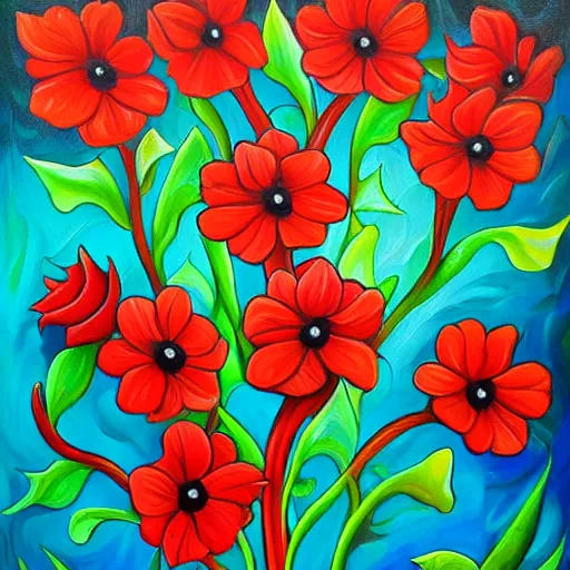 Prompt: oil painting of a red flower by jeremiah ketner