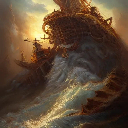 Prompt: a wizard of the sea in the style of Justin Gerard, realistic painting, high definition, digital art, matte painting, very detailed, realistic