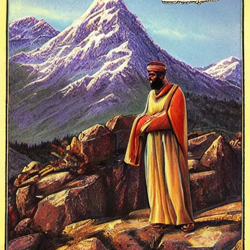 Image similar to a glorified muslim, over the mountains