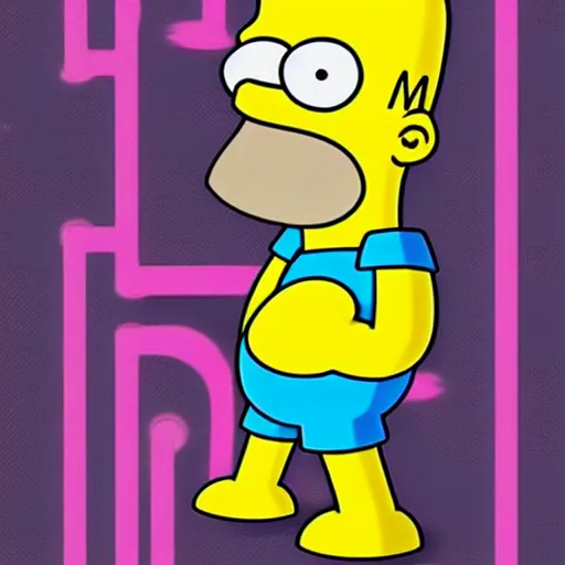 Prompt: Homer Simpson cyber punk poster, hd
