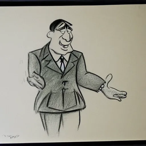 Image similar to milt kahl pencil sketch of adolf hitler warner brothers cartoon