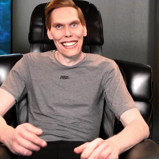 Prompt: Jerma985 with a rather unsettling smile on his face
