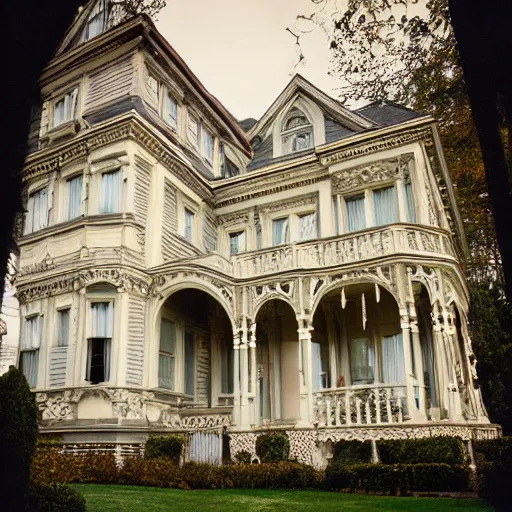 Prompt: victorian mansion. photographed with leica summilux - m 2 4 mm lens, iso 1 0 0, f / 8, portra 4 0 0