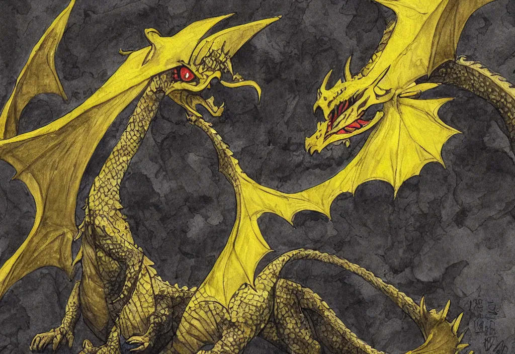 Prompt: a dragon with yellow eyes