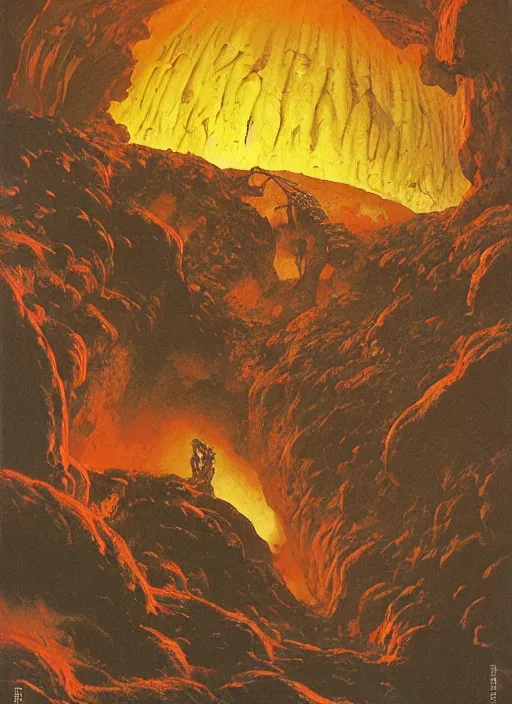 Image similar to giant louse in lava cave, explosions, lava flows, dynamic action, by lawrence alma tadema and zdzislaw beksinski and norman rockwell and jack kirby and tom lovell and greg staples, arstation creature concept