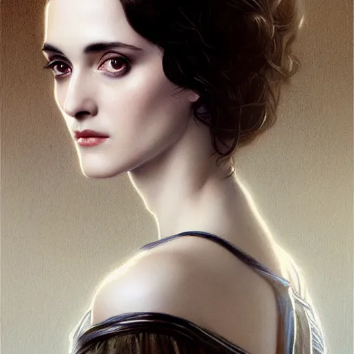 Image similar to beautiful striking Pre-Raphaelite Winona Ryder by Artgerm and Greg Rutkowski, pale, intricate, elegant, highly detailed, digital painting