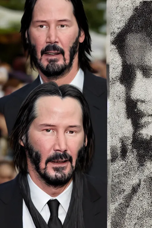 Image similar to Keanu Reeves made out of wool