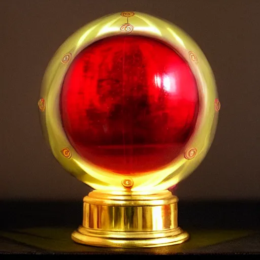 Prompt: a golden sphere handpainted, hyper detailed, red lighting from the side