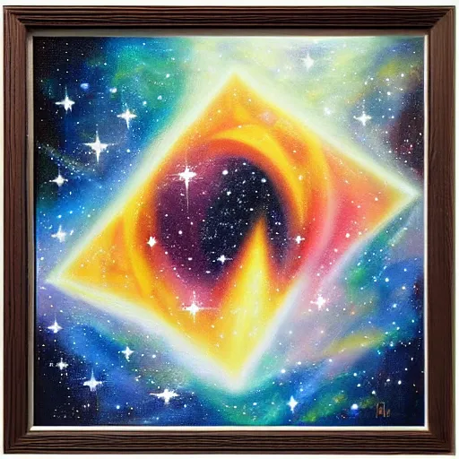 Prompt: geometry will draw the soul toward the truth and create the spirit of philosophy, galactic nebula, surrealist oil painting