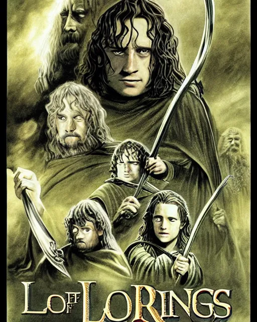 Image similar to lord of the rings poster done with art by tom jung