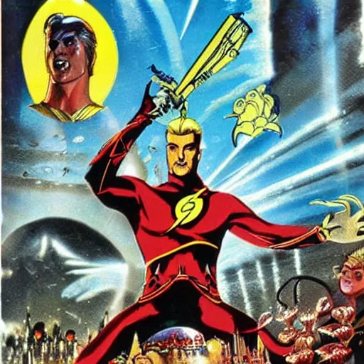 Prompt: concept art for flash gordon ( 1 9 8 0 ) sequel