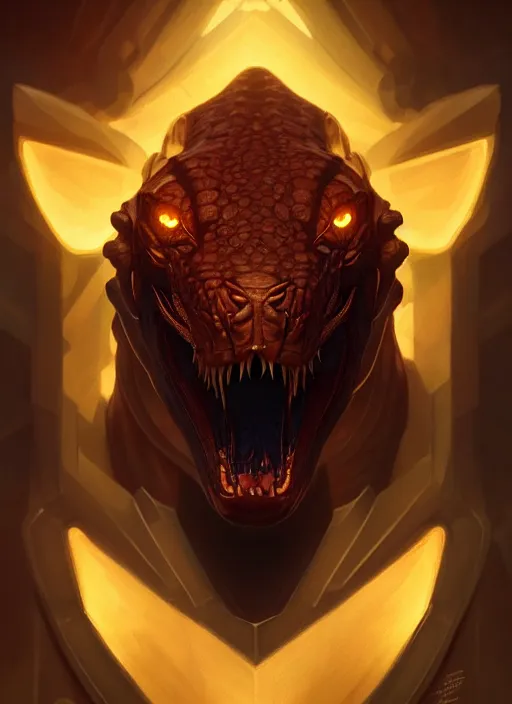 Image similar to symmetry!! portrait of renekton, league of legends, glowing lights!! intricate, elegant, highly detailed, digital painting, artstation, concept art, smooth, sharp focus, illustration, art by artgerm and greg rutkowski and alphonse mucha