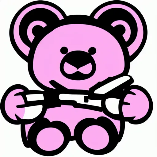 Image similar to a cute pink cuddly bear wearing headphones vector logo