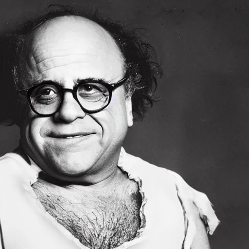 Prompt: danny devito as snow white, photograph