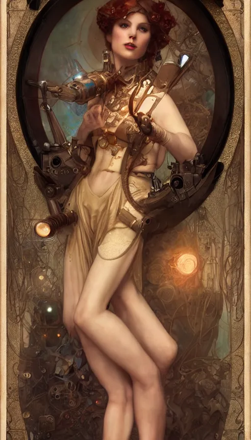 Prompt: hyper realistic photographer looking through camera, magical, steampunk, painted by tom bagshaw, mucha, gaston bussiere, craig mullins, j. c. leyendecker 8 k