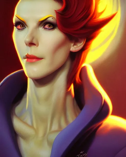 Image similar to moira from overwatch, character portrait, portrait, close up, highly detailed, intricate detail, amazing detail, sharp focus, vintage fantasy art, vintage sci - fi art, radiant light, caustics, by boris vallejo