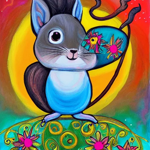 Image similar to a painting of a a whimsical squirrel mage by phil and kaja foglio