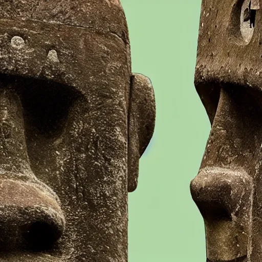 Image similar to a high detail photo of a moai wearing headphones, subject: moai, subject detail: wearing headphones