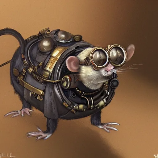 Image similar to a rat with steampunk googles, by WLOP