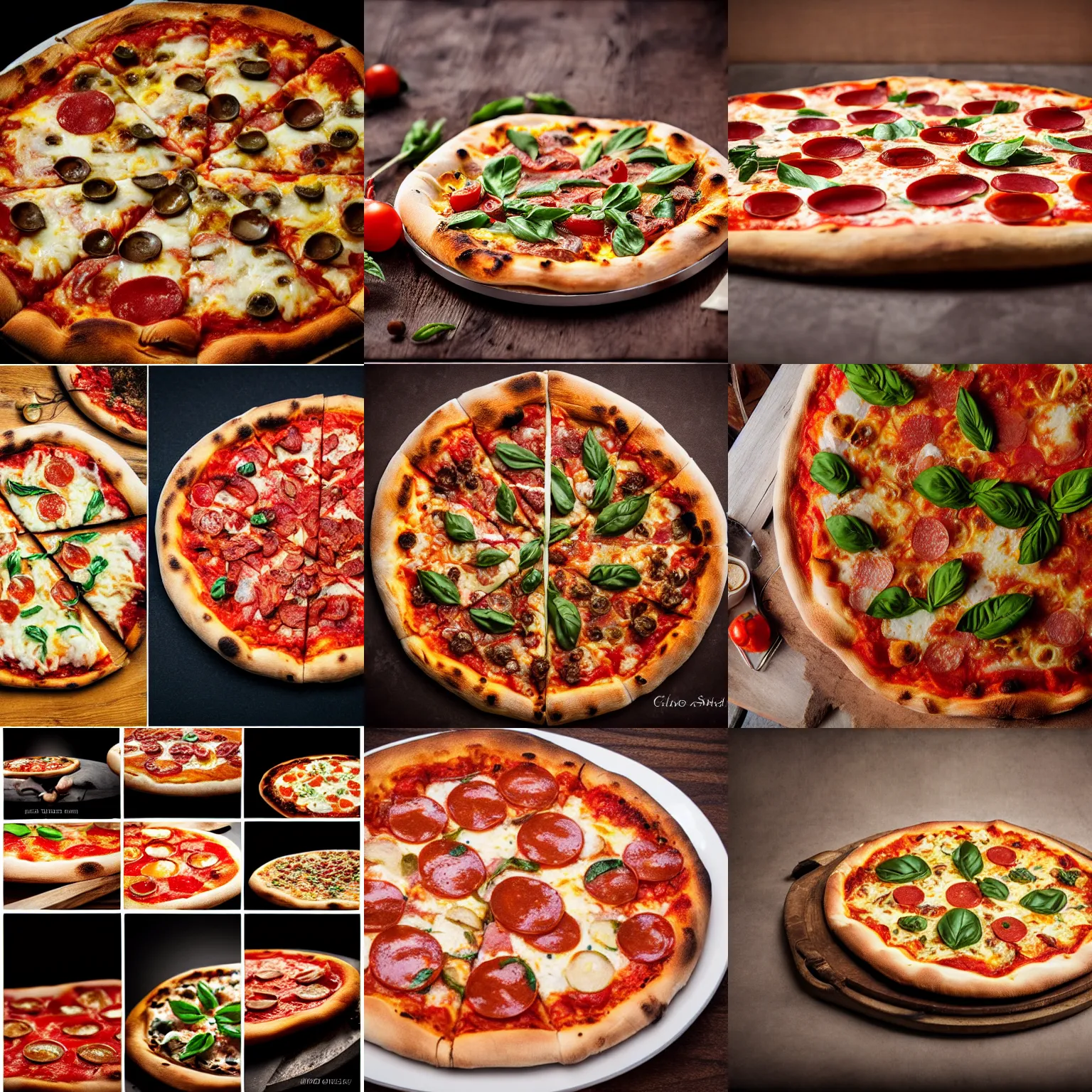 Prompt: food photography of authentic italian pizza, highly detailed, high resolution, rustic, studio lighting, sharp focus, flickr, award winning