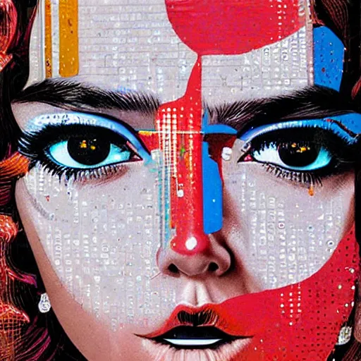 Prompt: beautiful woman being blinded by lights, 1 9 8 0's disco by sandra chevrier