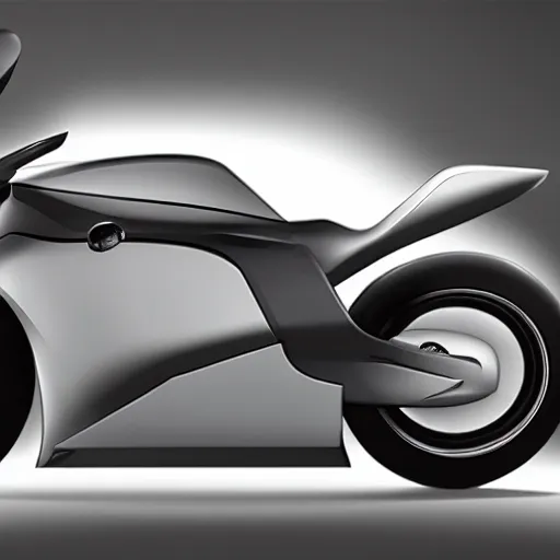 Prompt: product design study of a tesla motorbike, grey, photo - realistic, volumetric lightning