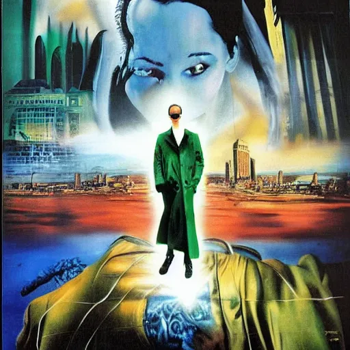 Image similar to promotional poster for the matrix (1999) painted by Salvador Dali