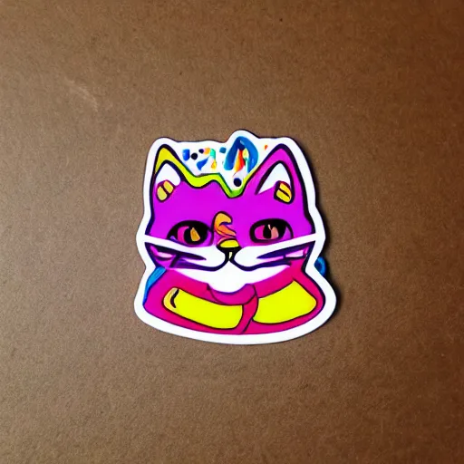 Prompt: psychedelic cat sticker