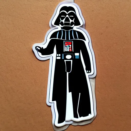 Image similar to a sticker illustration of darth vader with abs