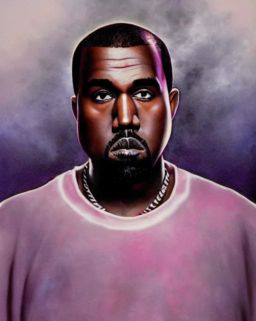 Image similar to kanye west, airbrush, drew struzan illustration art, key art, movie poster