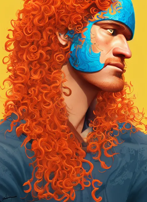 Image similar to illustration of curly orange hair men as a pixar film poster, smooth, intricate, octane, reflects, masterpiece artwork, ultra detailed, artgerm, digital art, trending on artstation, behance, deviantart